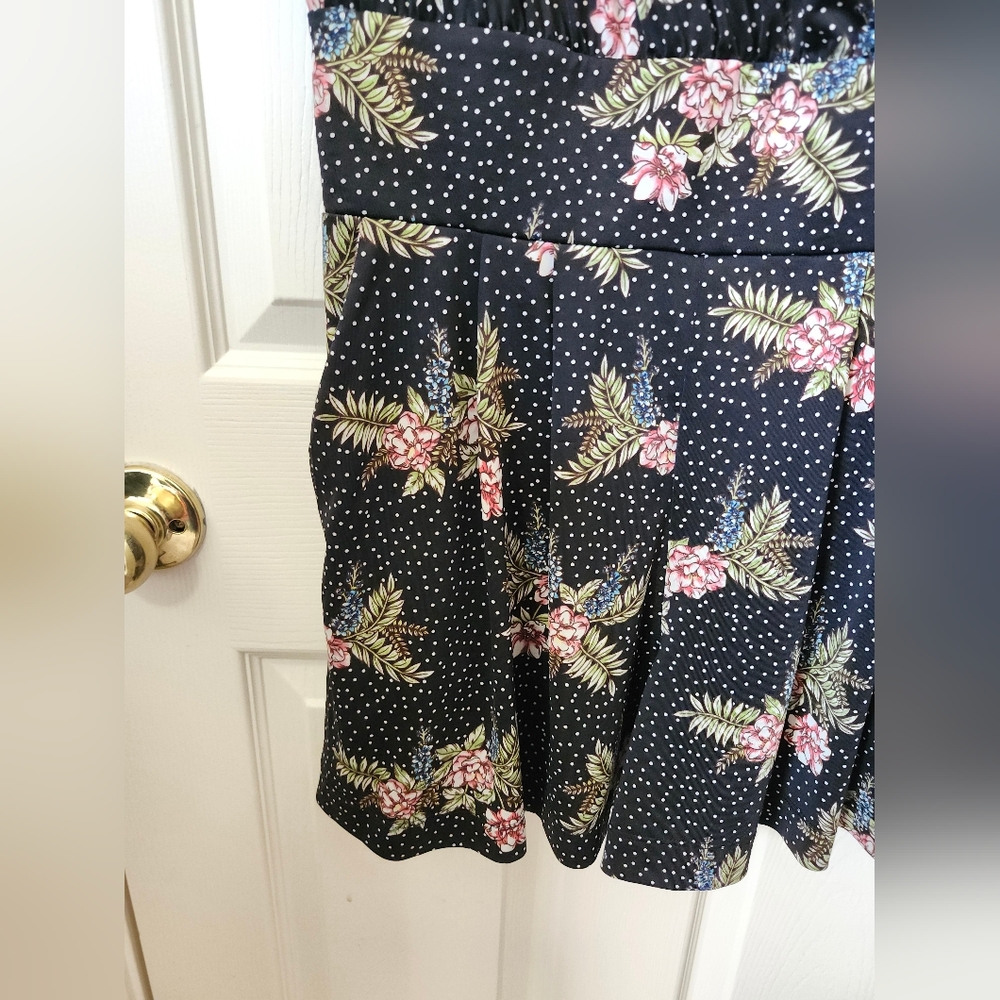 CAbi Black Pink Floral Polka Dot Jumpsuit W Pockets L - Picture 4 of 9